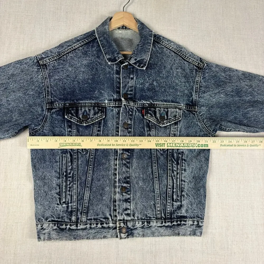 Vintage Levis 80s 70507 0227 USA Made Acid Wash Denim Medium Trucker Jacket